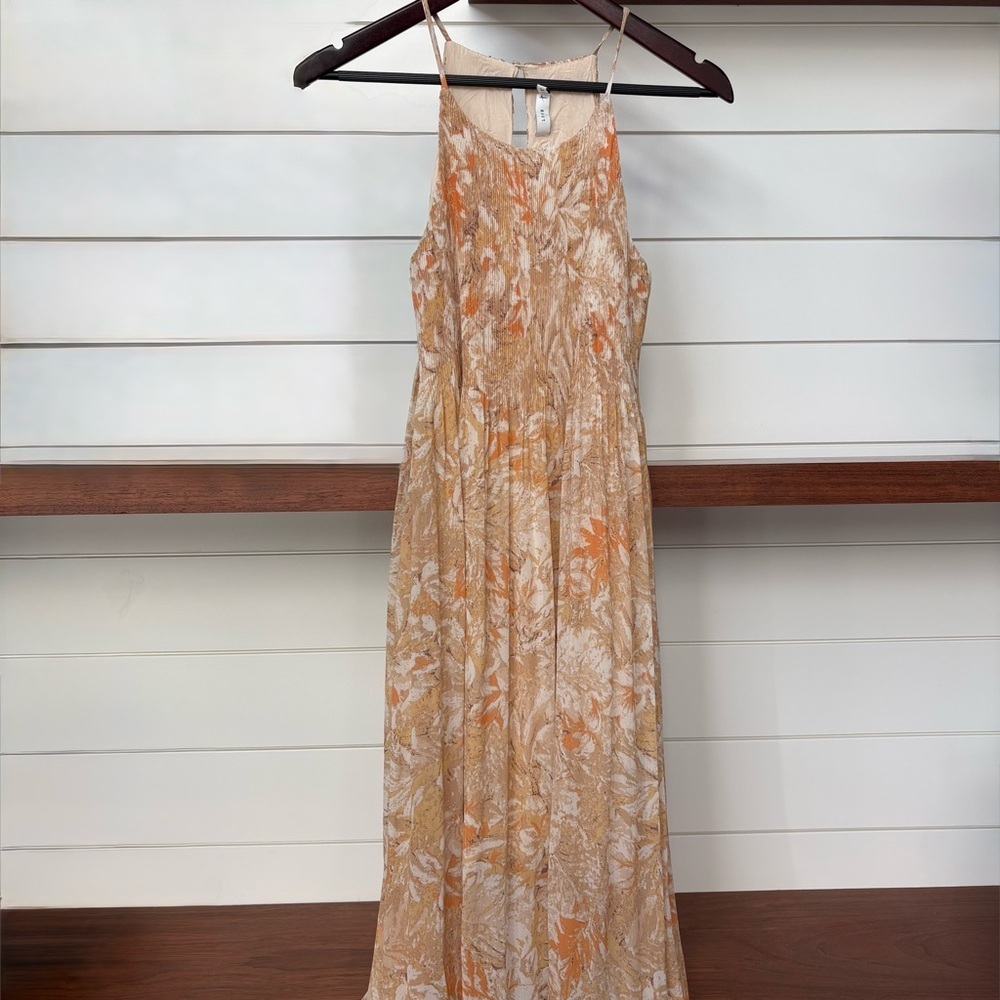 Nordstrom Lush Pleated Flowy Floral Maxi Dress Vacation Summer Easter Dainty S - Picture 1 of 10
